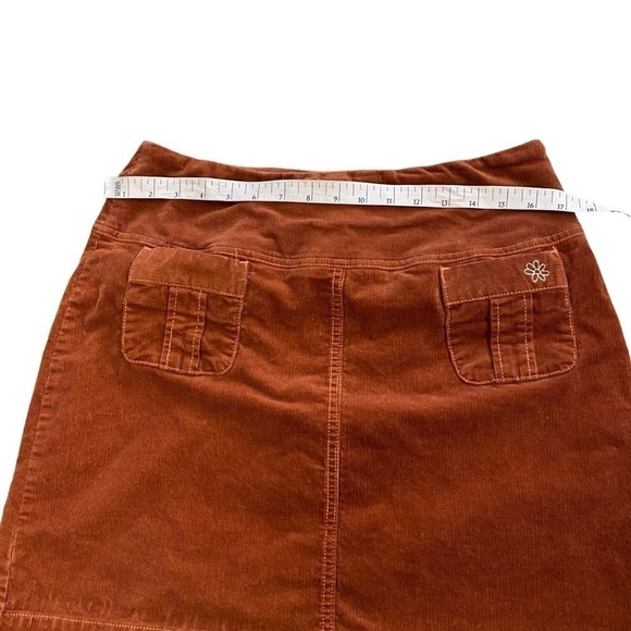 Adventure Orange Corduroy Skirt Front Pockets Flower Embroidery Women’s 6 - Picture 2 of 7